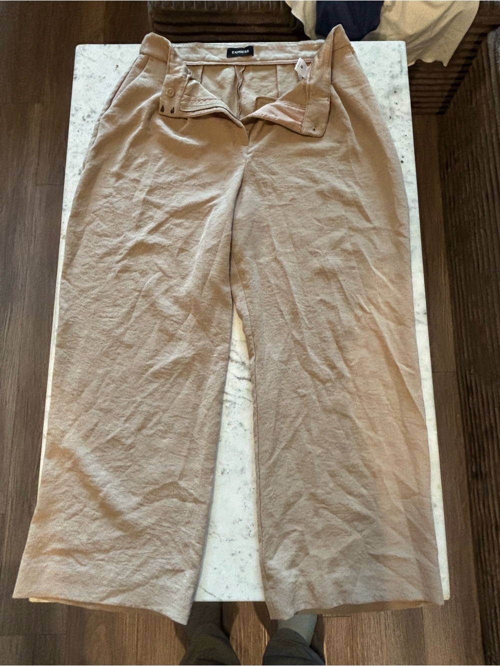 Express Wide Leg High-Rise Pants in Tan